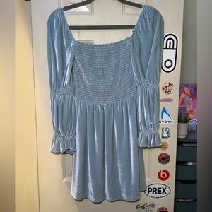 Reformation Icy Sky Blue Smock Peasant Dress